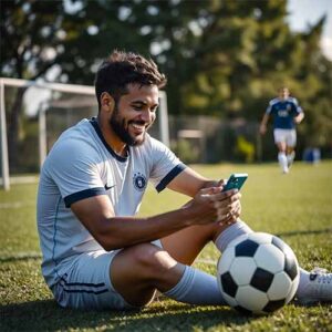 fotbalista s mobilem